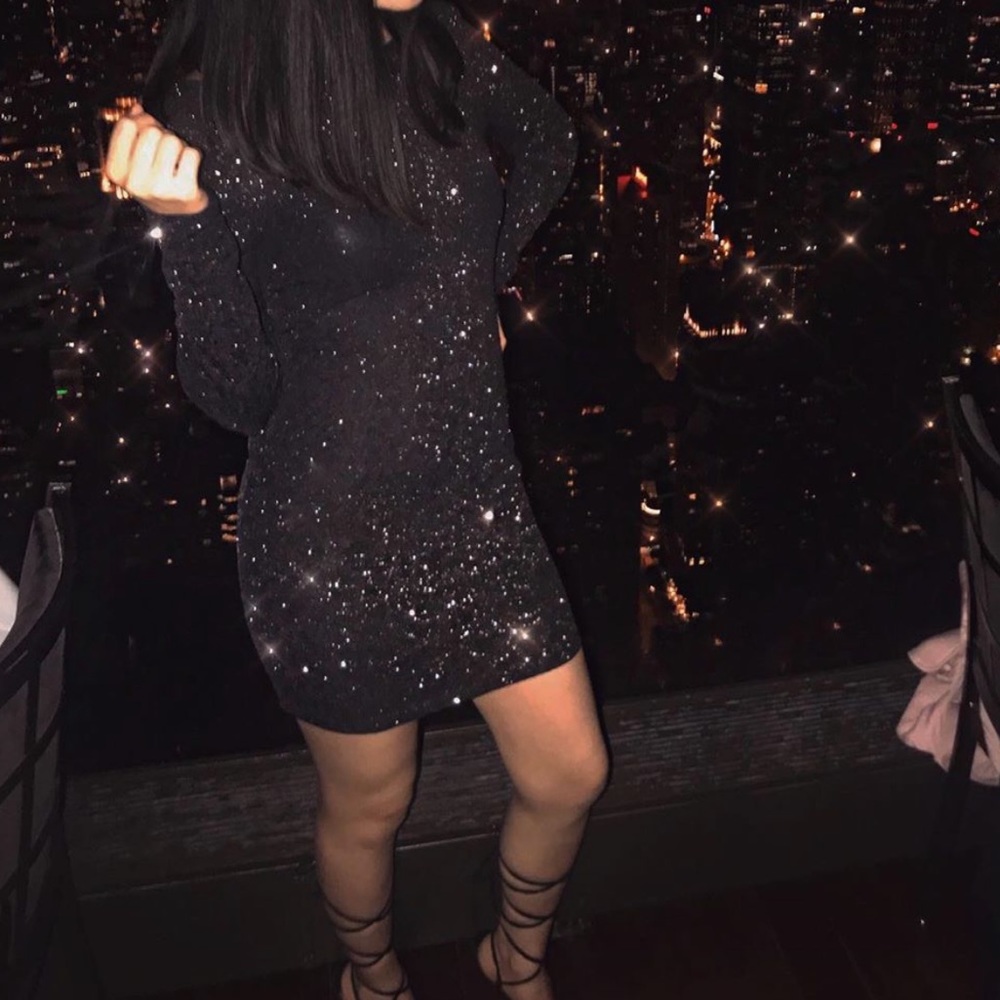 Glitter new years sparkly longsleeve dress